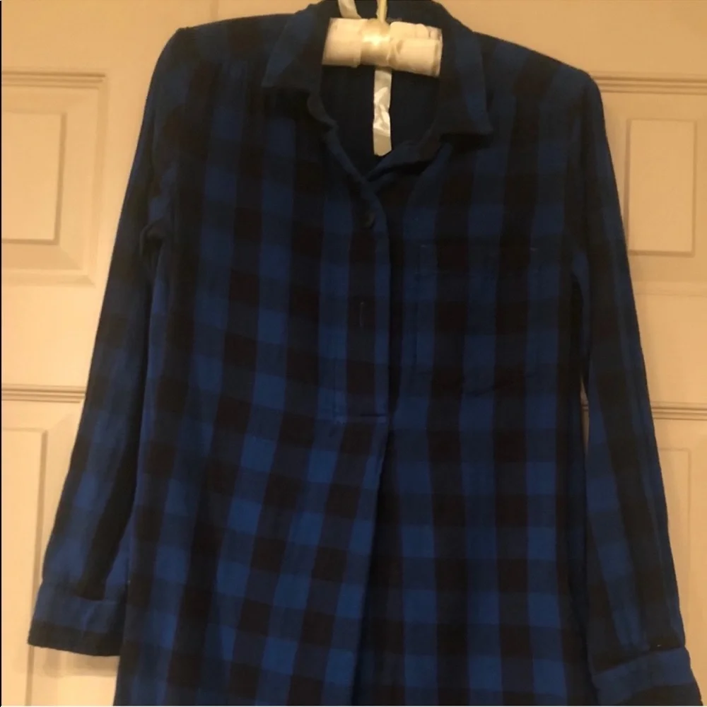 Madewell Jane Buffalo Check Plaid Shirtdress S Blue Black Button Down